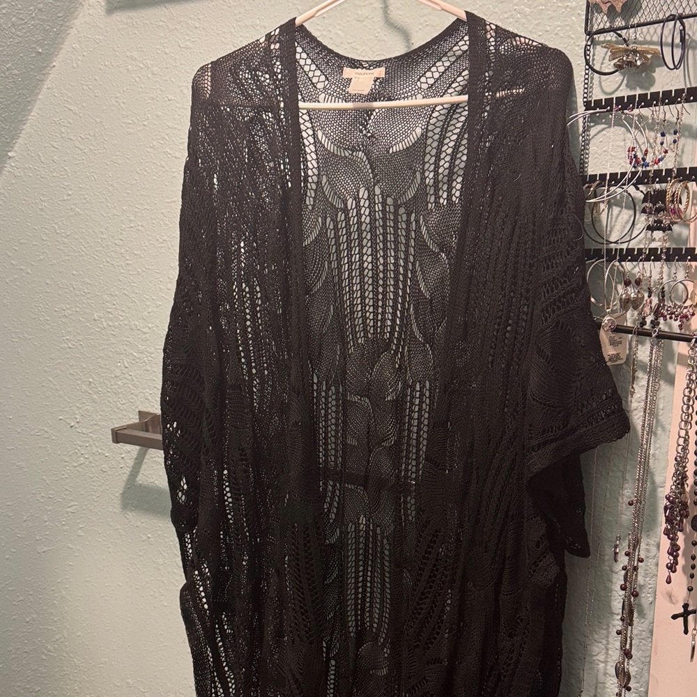 Maurices Black Open Weave Cardigan